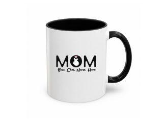 Mom: Boss, Chef, Nurse, Hero Mug — Black Two-Tone